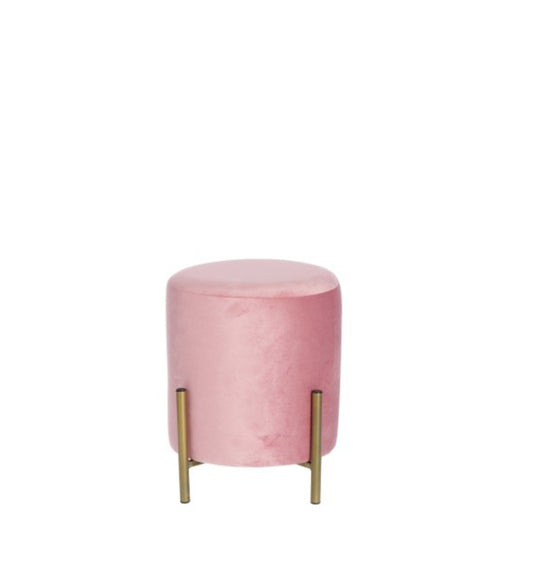 Pouf in velluto Aras Ø 30 cm, colore: BEIGE-ROSA- CREMA-BROWN