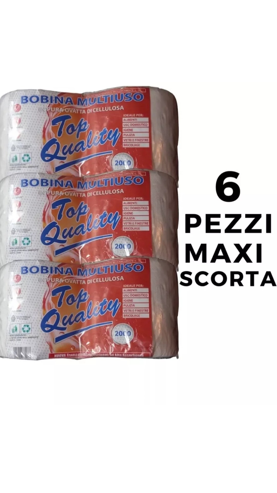 6 rotoloni di carta multiuso e assorbente bobine asciugamani
