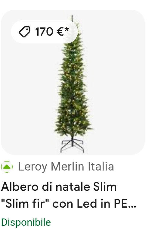 Albero di natale Slim "Slim fir" con Led in PE effetto Real touch + PVC Altissima qualità 170 cm