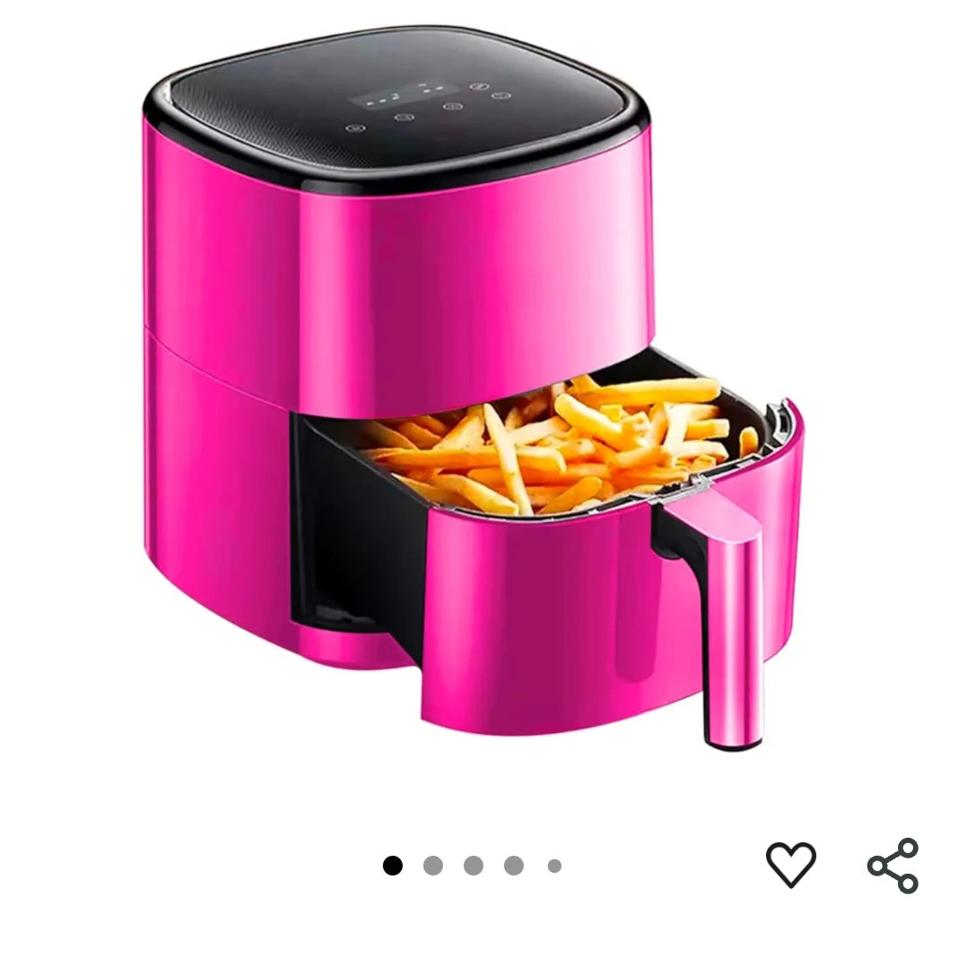 Friggitrice ad Aria Digitale 4L - Potenza 1200W, Timer 60 Minuti, Temperatura Regolabile 80-200°C, Cottura Ventilata a 360° Senza Olio Rosa